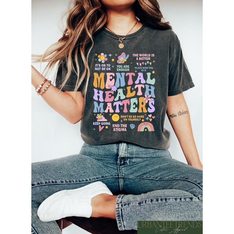 Retro Comfort Mental Health Matters Shirt, Mental Health Shirts, Women Inspirational Shirts, Inspirational Gifts, Therapy...