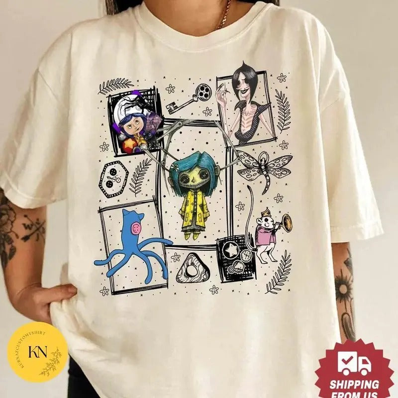 Retro Coraline Doll Shirt, Coraline Characters Tshirt, Coraline Shirt Hoodie, Sweatshirt | UrbanDripWear.com