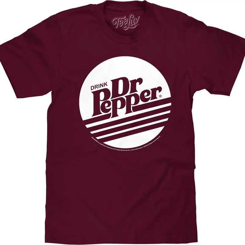 Retro Drink Dr Pepper Logo T-Shirt - Burgundy Hoodie, Sweatshirt | UrbanDripWear.com