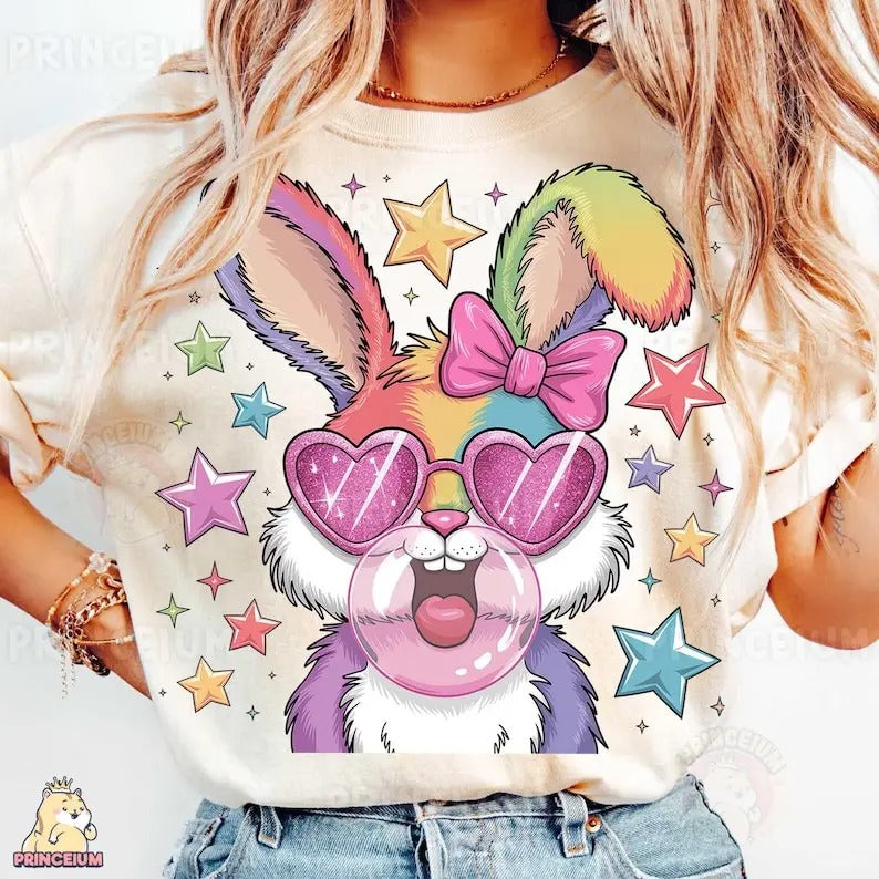 Retro Easter Bunny Coquette Shirt-sweatshirt-hoodie, Coquette Bunny tshirt, Easter Glitter Brushstroke Girl hoodie, Happy...