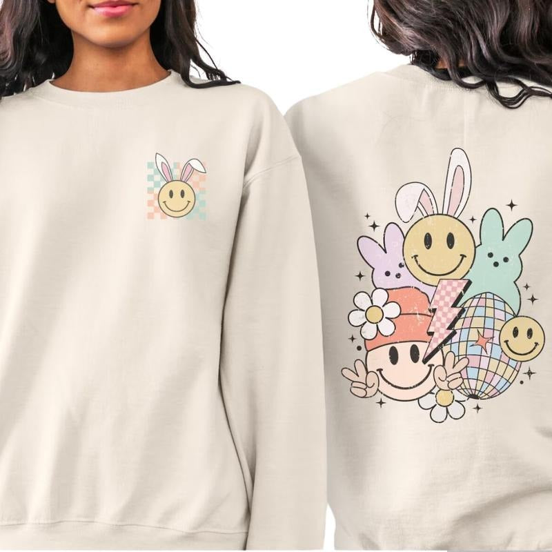 Retro Easter Sweatshirt, Back Printed Easter Sweatshirt T-Shirts, Hoodie | UrbanDripWear.com