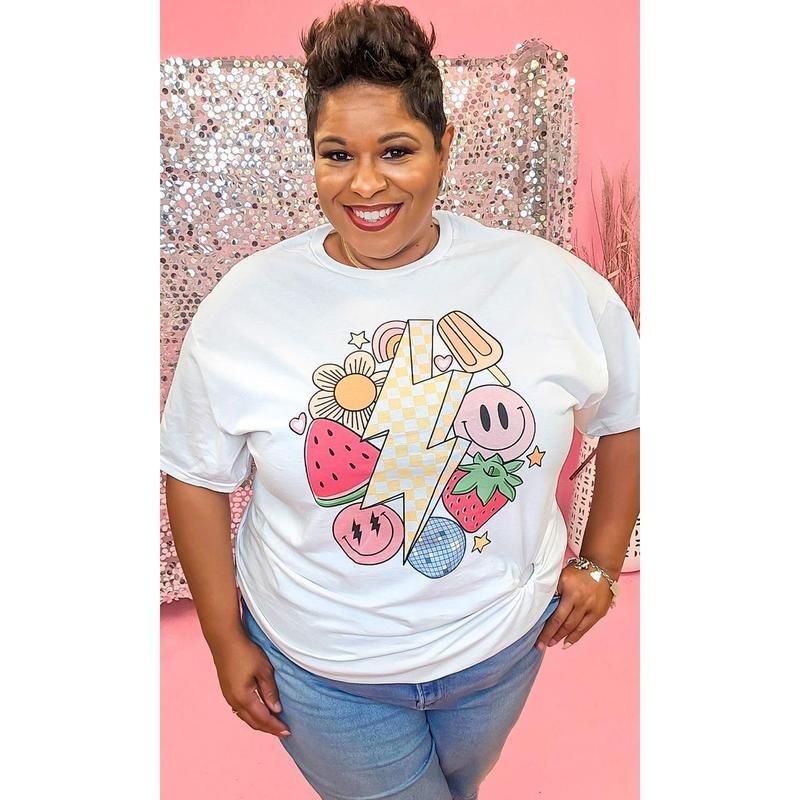 Retro Fruity Summer Adult White Shirt Hoodie, Sweatshirt | UrbanDripWear.com