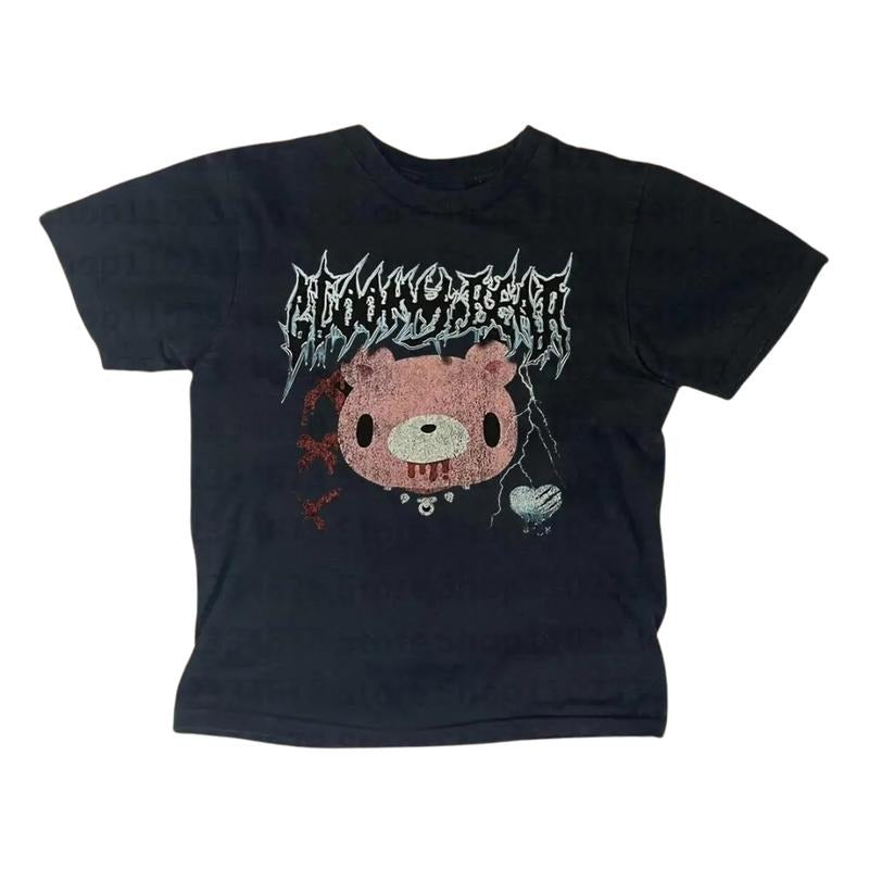 Retro Gloomy Bear Baby Tee, Vintage Graphic Tee, Women Fitted T-Shirt, Y2k Top Women Streetwear, Grunge 2000s, Gothic Emo...