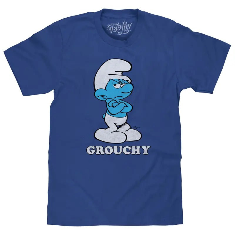Retro Grouchy Smurf T-Shirt - Royal Blue Hoodie, Sweatshirt | UrbanDripWear.com