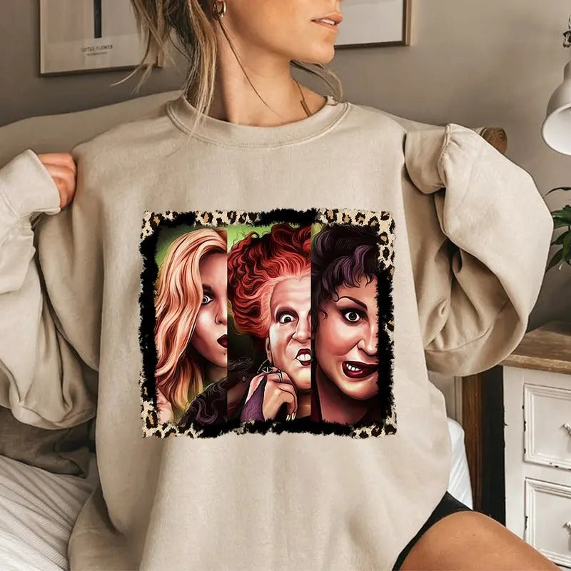 Retro Halloween Sanderson Sisters Sweatshirt, Hocus Pocus T-shirt, Halloween Party Sweatshirt, Halloween Tee Shirt Hoodie