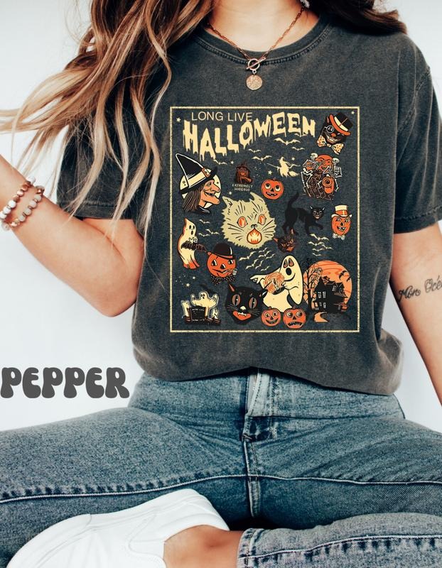 Retro Halloween T-Shirt, Long Live Halloween, Vintage Halloween Shirt, Retro Halloween, Fall Apparel,Spooky Season Tee...