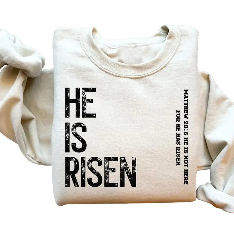 Retro He Is Risen Sweatshirt, Hoodie, T-shirt, Easter Gift, Easter Day Shirt, Gift For Easter | UrbanDripWear.com