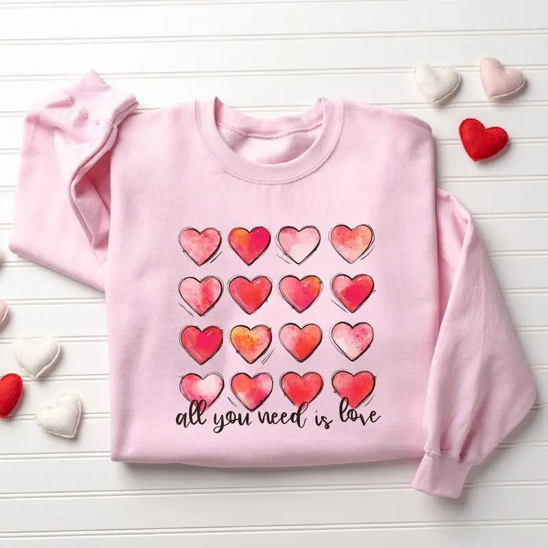 Retro Heart Valentines Sweatshirt, Womens Valentine Sweatshirt, Teacher Valentine Unisex Crewneck Sweatshirt & Shirt Hoodie