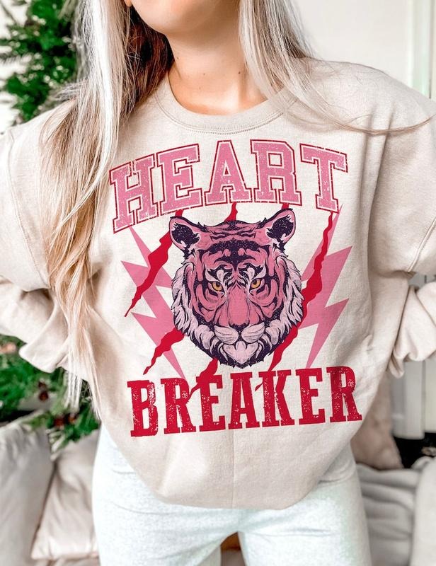 Retro Heartbreaker , Valentines Day Retro Trendy Crewneck Cotton Sweatshirt T-Shirts, Hoodie | UrbanDripWear.com