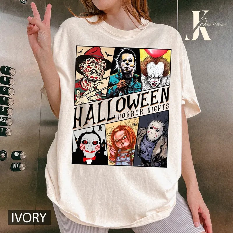 Retro Horror Night Comfort Colors Shirt, Halloween Shirt, Vintage 90s Halloween Movies, Halloween Sweatshirt, Horror...