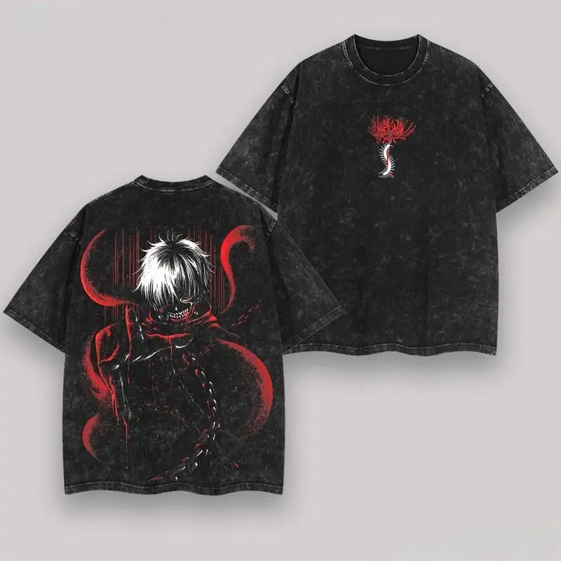 Retro Kaneki Ken Washed Tee Anime, Tokyo Ghoul Washed Heavy Cotton Special Graphic T-shirt, Anime Shirt Hoodie, Sweatshirt