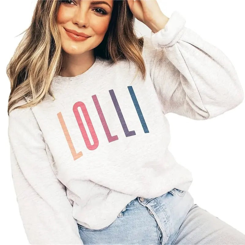 Retro Lolli Ombre Sweatshirt, New Grammy, Lolli Shirts, Pregnancy Reveal, Gift, Unisex Cotton Hoodie | UrbanDripWear.com