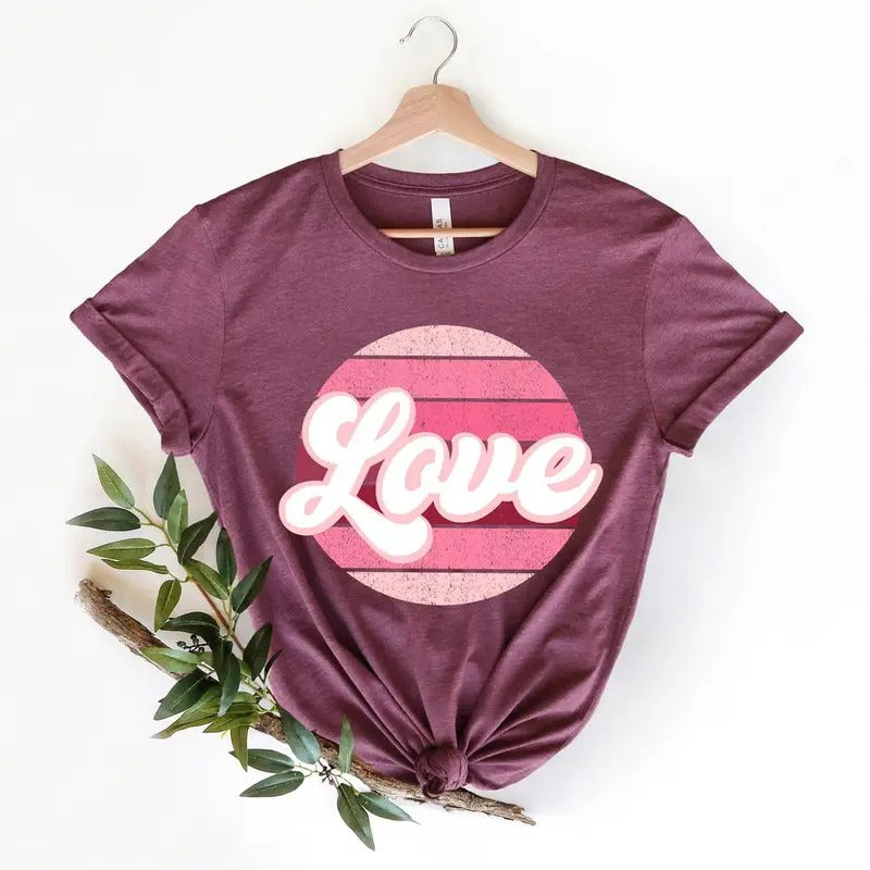 Retro Love Heart Valentines Day Shirt,Valentines Day Shirts For Woman,Heart Shirt,Cute Valentine Shirt,Valentines Day...