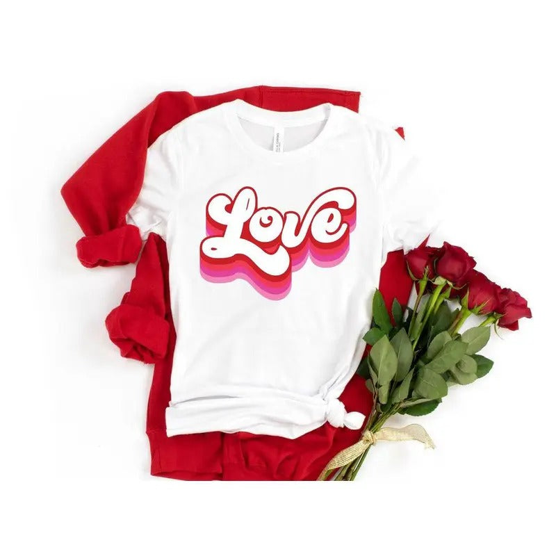 Retro Love Shirt-Valentines Day Shirt-Valentines Day Gift-Gift For Her-Couple Shirts-Love Shirt-Gift For Wife-Heart...
