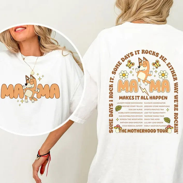 Retro Mama Blueyyy Shirt, Blueyy Mom Life Sweatshirt, Funny Mom T- Shirt, Mother Day BBlueyy Shirt Hoodie | UrbanDripWear.com