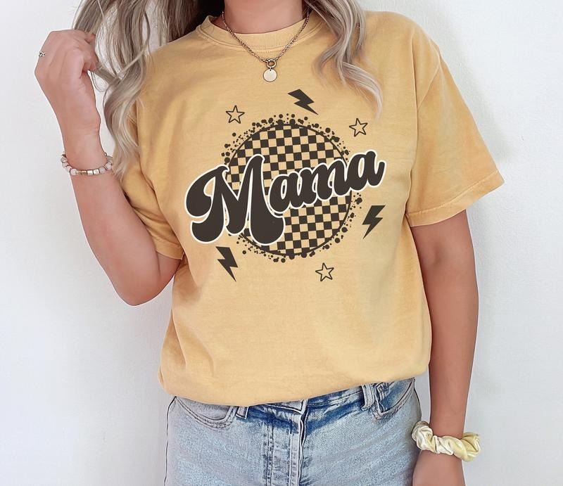 Retro Mama Shirt Mama Tshirt Checkered Mama T-shirt Gift For Mom Mother's Day Gift Mama Shirt For Mom New Mom Gift Mama...