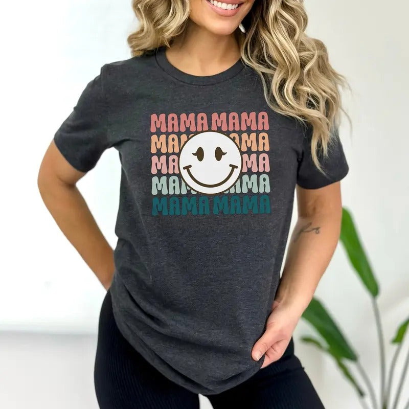 Retro Mama Shirt Smiley Mama Shirt Mom Life Shirts Mama Shirt Motherhood Shirt Cute Mom Shirt Mothers Day Gift Mom Shirts...
