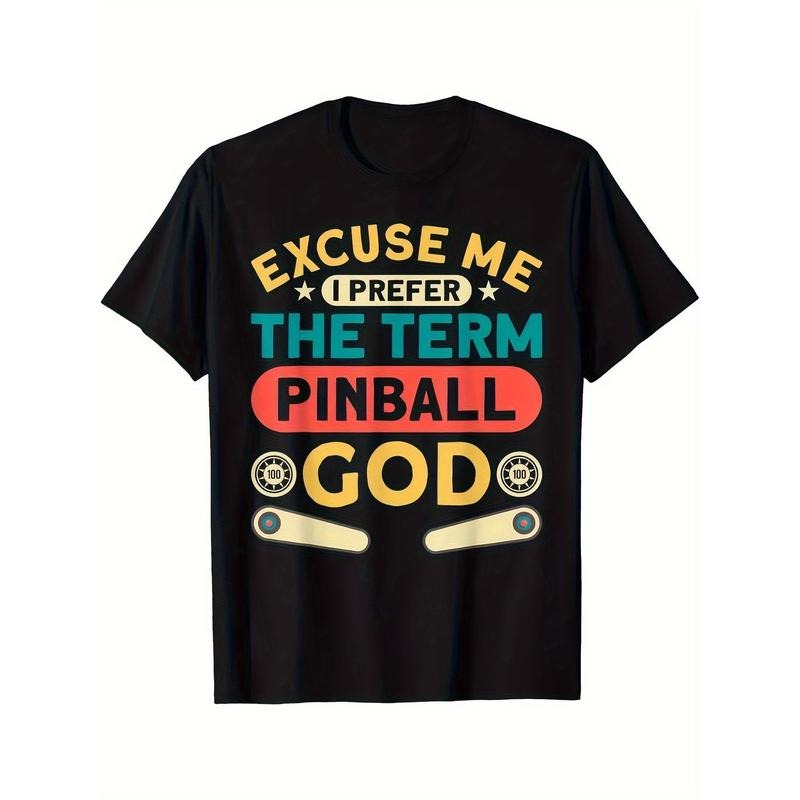Retro Pinball Game Pinball Player Pinball Machine Pinball T-Shirt 220g, Men's Printed Short Sleeve T Sleeve, Comfortable,...