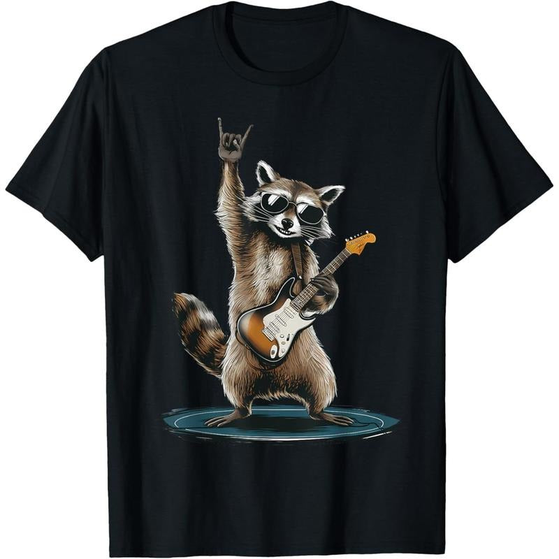Retro Raccoon Rock Music With Guitar Gift Men Kids Women T-Shirt made in us Hoodie, Sweatshirt | UrbanDripWear.com