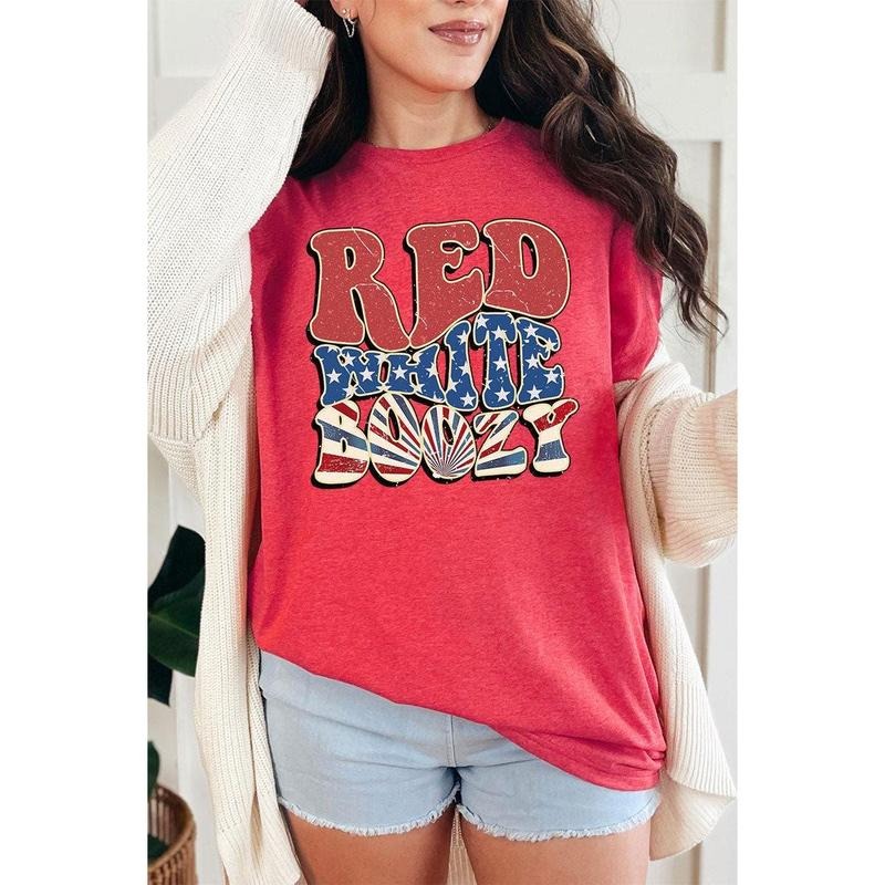Retro Red White Boozy Short Sleeve Relaxed Fit T-Shirt Hoodie, Sweatshirt | UrbanDripWear.com