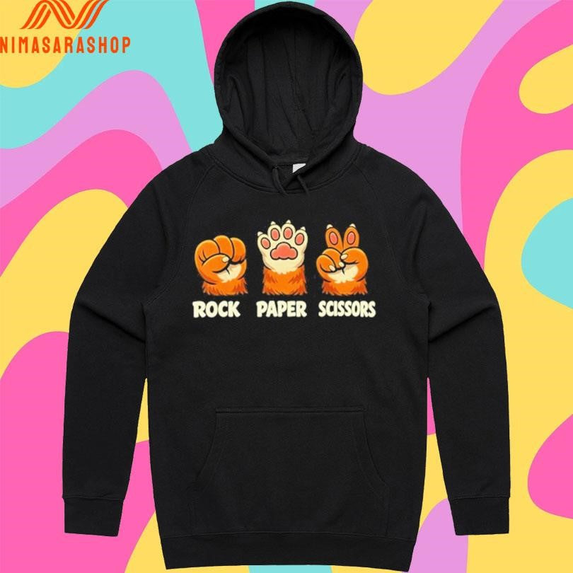 Retro Rock Paper Scissors Cat Paw Humor Pet Lover Meme Shirts