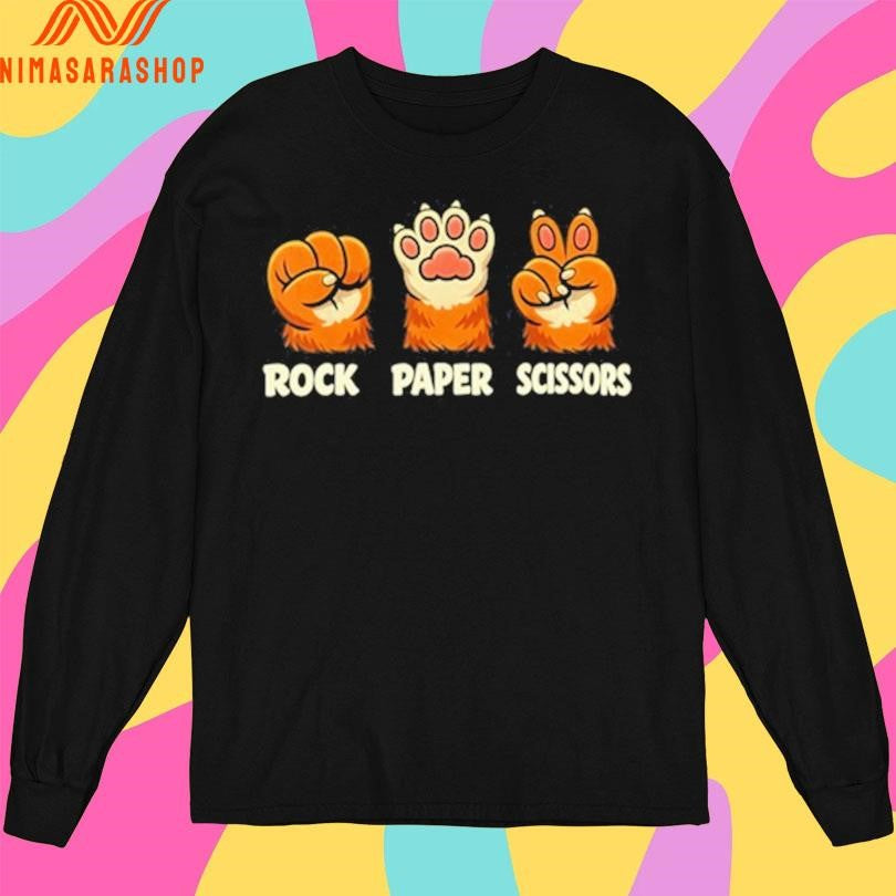 Retro Rock Paper Scissors Cat Paw Humor Pet Lover Meme Shirts