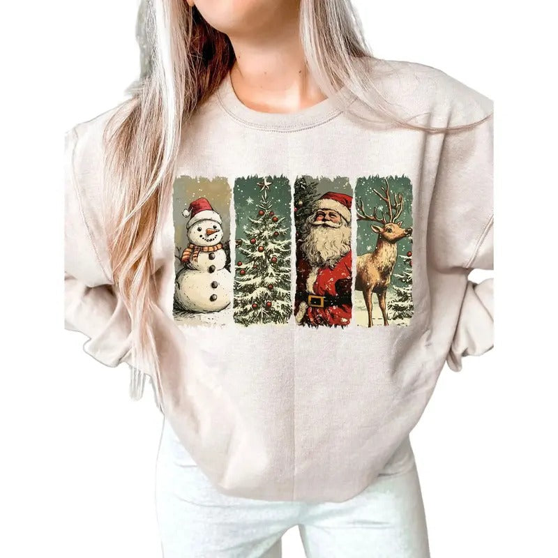 Retro Santa Claus Sweatshirt, Retro Christmas Tee Womenswear Sweaters Pullover Hoodie | UrbanDripWear.com