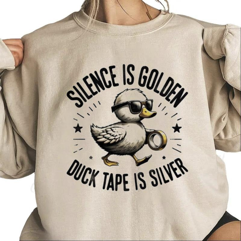 Retro Silence Is Golden Duck Tape Is Silver Sweatshirt Funny Duck T-Shirt Hoodie Hunting Season 2025 tee | UrbanDripWear.com