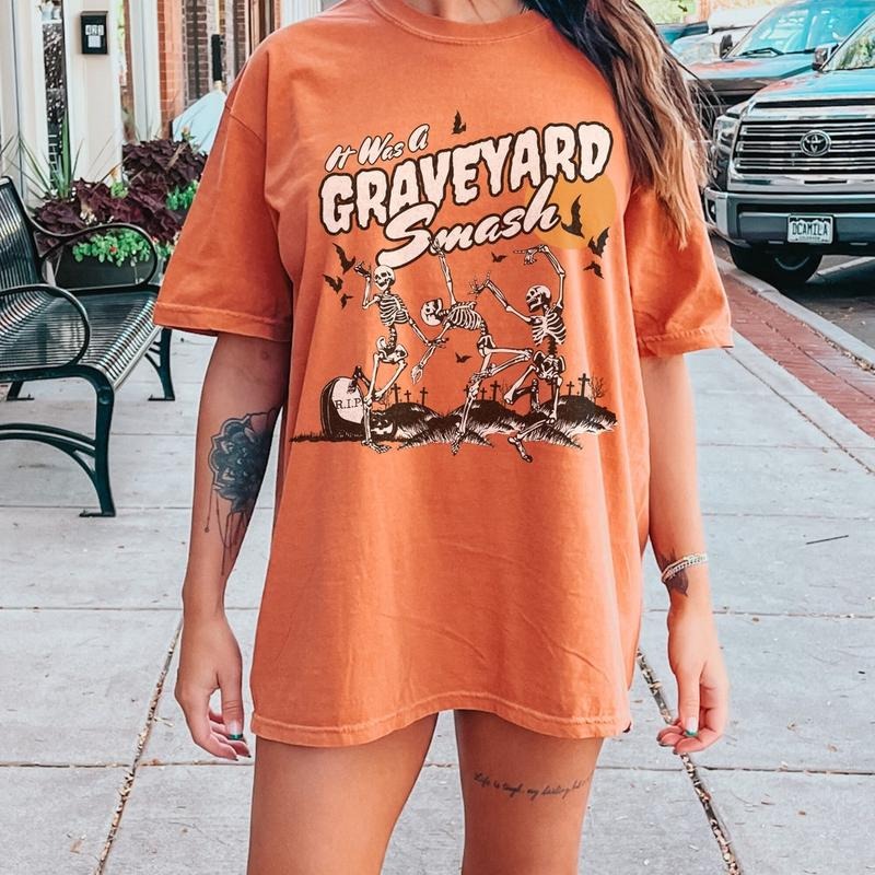 Retro Skeleton Halloween Shirt, Spooky Season, Graveyard Smash Shirt Hoodie, Sweatshirt | UrbanDripWear.com