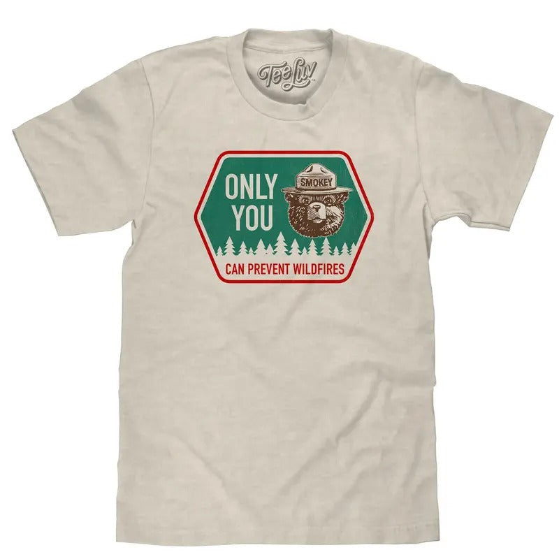 Retro Smokey Bear Only You Can Prevent Wildfires T-Shirt - Oatmeal Heather Hoodie, Sweatshirt | UrbanDripWear.com