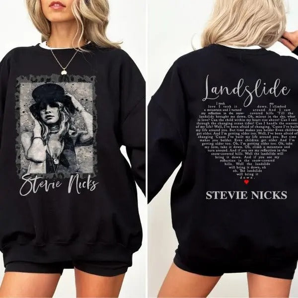 Retro Stevie Nicks Landslide 90s T-shirts, Stevie Fan Merch Graphic Tee Hoodie, Sweatshirt | UrbanDripWear.com