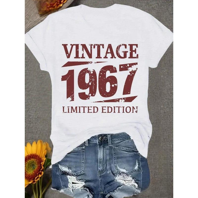 Retro Style, Women'S Printed Cotton T-Shirt, Casual Short-Sleeved Round Neck Top Spring And Summer, Women'S Clothing,...