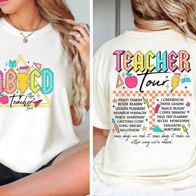 Retro Teacher Shirt, ABCD Teacher Tour Shirt,Back To School Shirt,End of Year Pnh Shirt,Teacher Gift,Kindergarten Teacher...