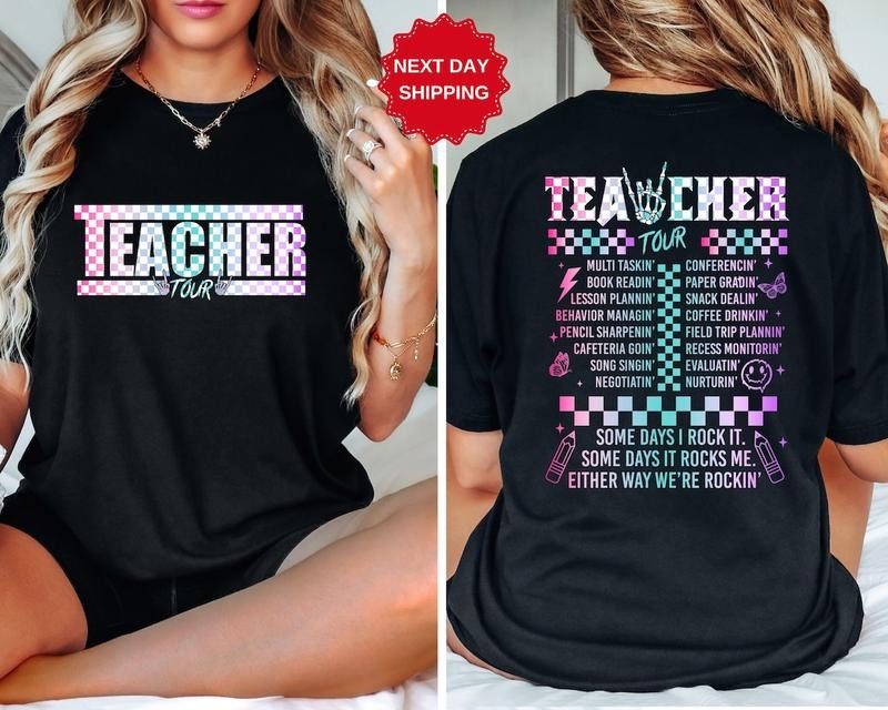 Retro Teacher Tour Front and Back Print Shirt, Teacher Tour Shirt, End of Year Shirt, Back To School Shirt Hoodie, Sweatshirt