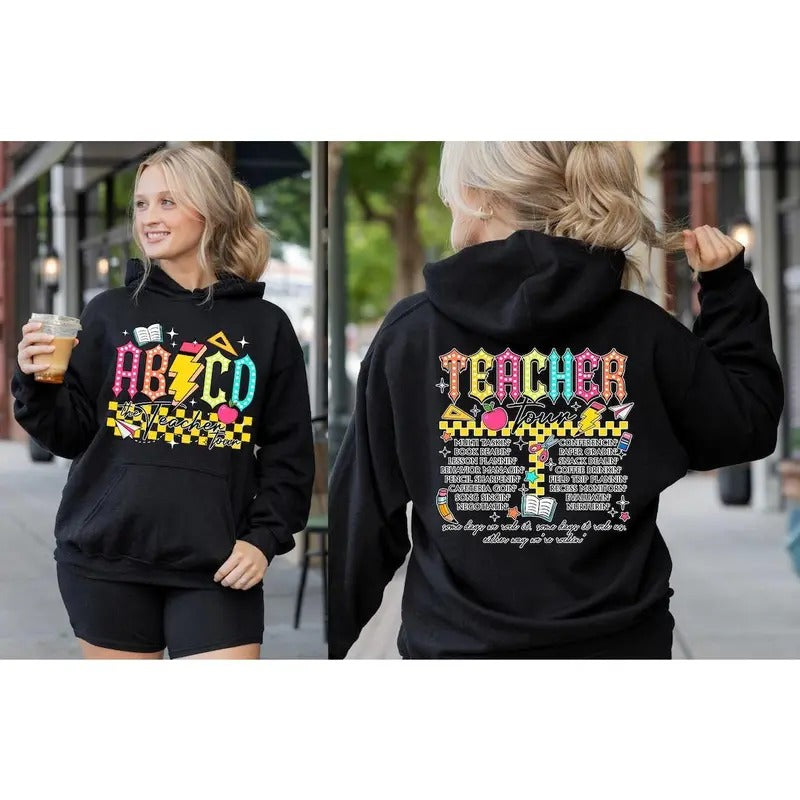 Retro Teacher Tour Shirt gift for Teacher, ABCD Teacher Tour Shirt, Back To School Shirt Hoodie, Sweatshirt
