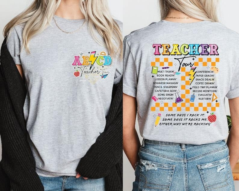 Retro Teacher Tour Shirt, ABCD Teacher Shirt,Back To School Shirt,Teacher Gift, First Day of School Shirt, Elementary...