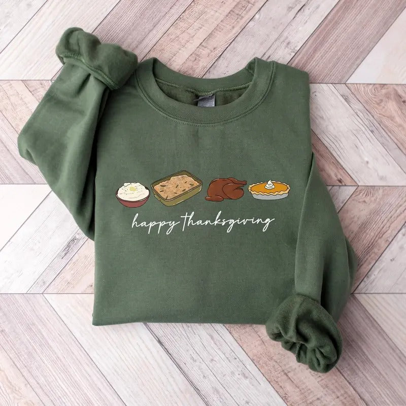 Retro Thanksgiving Sweater, Happy Thanksgiving Sweatshirt, Thanksgiving Fall Crewneck, Turkey Thanksgiving Shirt, Pumpkin...