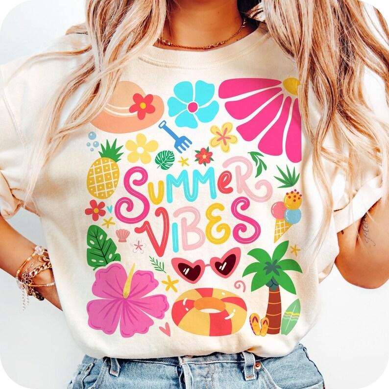 Retro Tropical Summer Vibes Floral Coquette Hello Brushstroke Beach T-Shirt Hoodie, Sweatshirt | UrbanDripWear.com