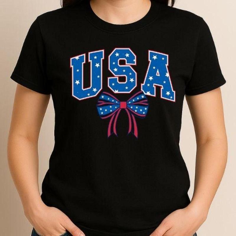 Retro USA Coquette Bow Shirt Hoodie, Sweatshirt | UrbanDripWear.com