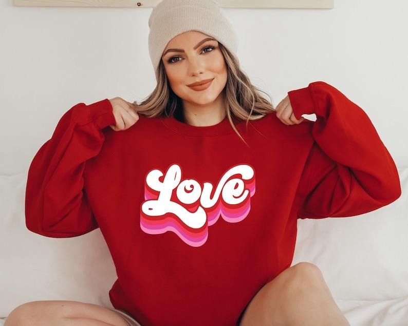 Retro Valentines Sweatshirt, Retro Love Sweater, Valentines Day , Love T-Shirts, Hoodie | UrbanDripWear.com
