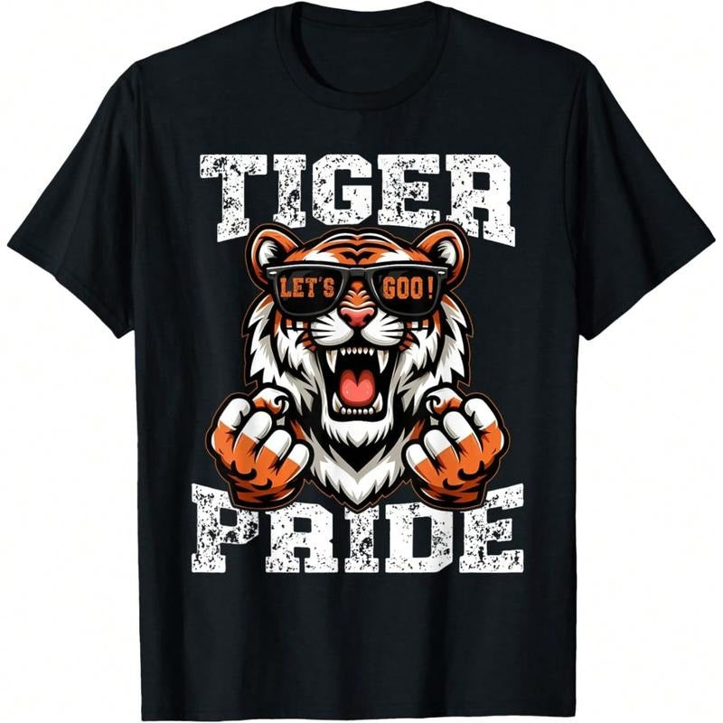 Retro Vintage Tiger Pride School Sports Team Tiger Mascot T-Shirt, Black Crew Neck, Casual And Stylish, Soft 100% Cotton...
