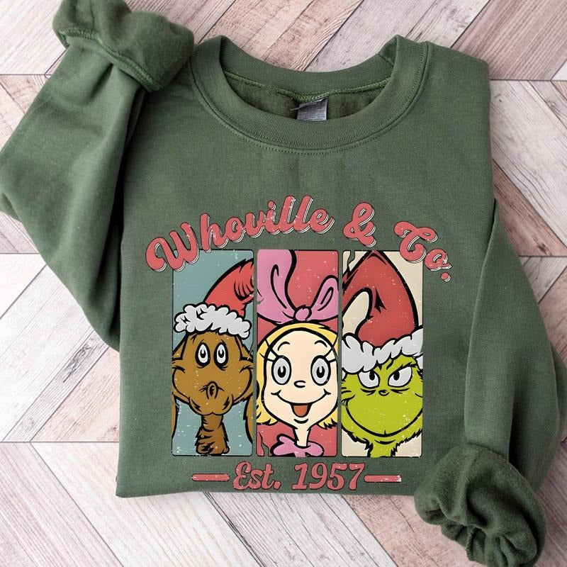 Retro Whoville Est 1957 Christmas Crewneck Sweatshirt, Hoodie, T-shirt | UrbanDripWear.com