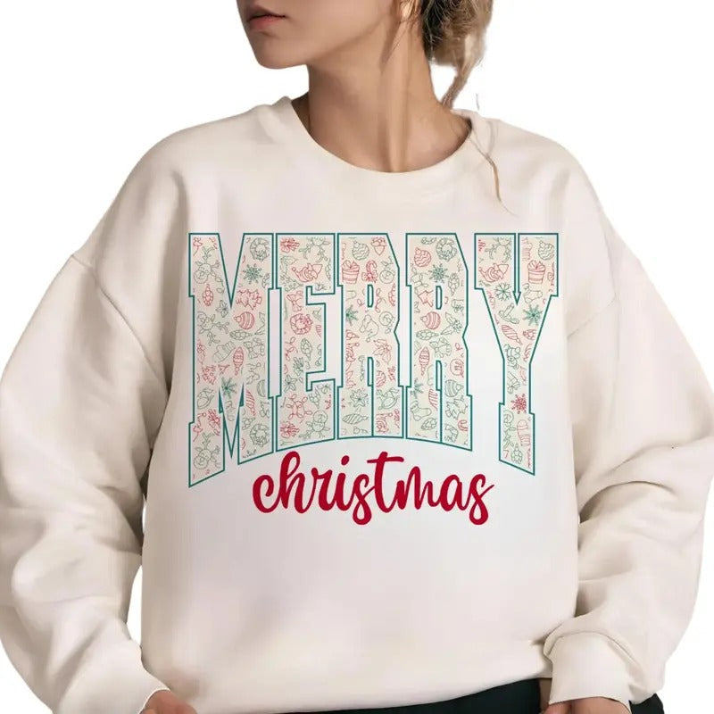 Retro merry christmas Sweatshirt, Trendy Christmas Shirt , Xmas Gift for friends Hoodie | UrbanDripWear.com