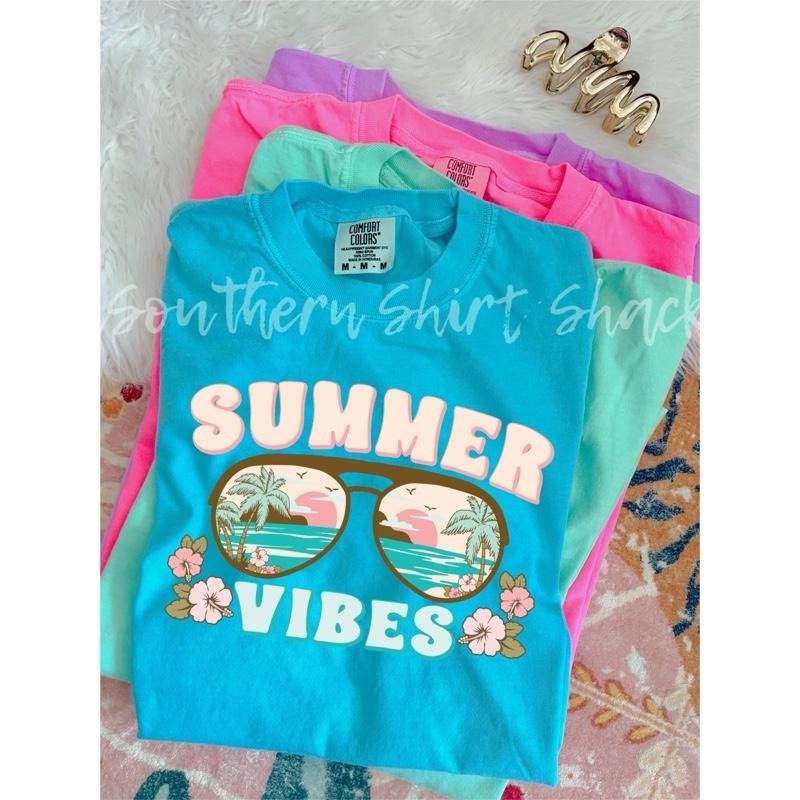 Retro summer vibes T shirt  | lagoon blue comfort colors t shirt Hoodie, Sweatshirt | UrbanDripWear.com