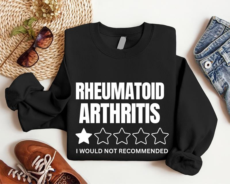 Rheumatoid Arthritis I Would Not Recommend Sweatshirt, Arthritis Awareness Hoodie, RA Survivor Gift Sweater, Blue and...
