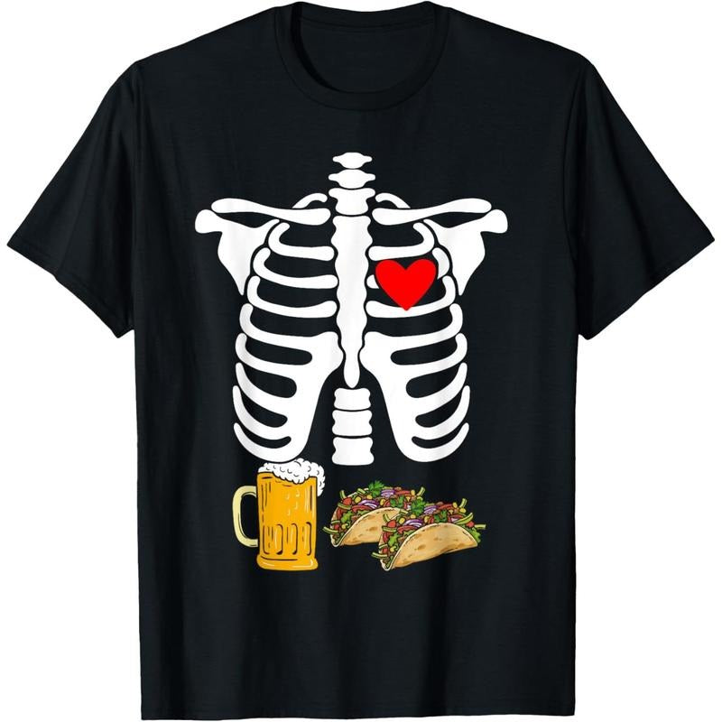 Rib Cage Skeleton X-Ray Drink Beer Taco Halloween Costume T-Shirt made in usa Hoodie, Sweatshirt | UrbanDripWear.com