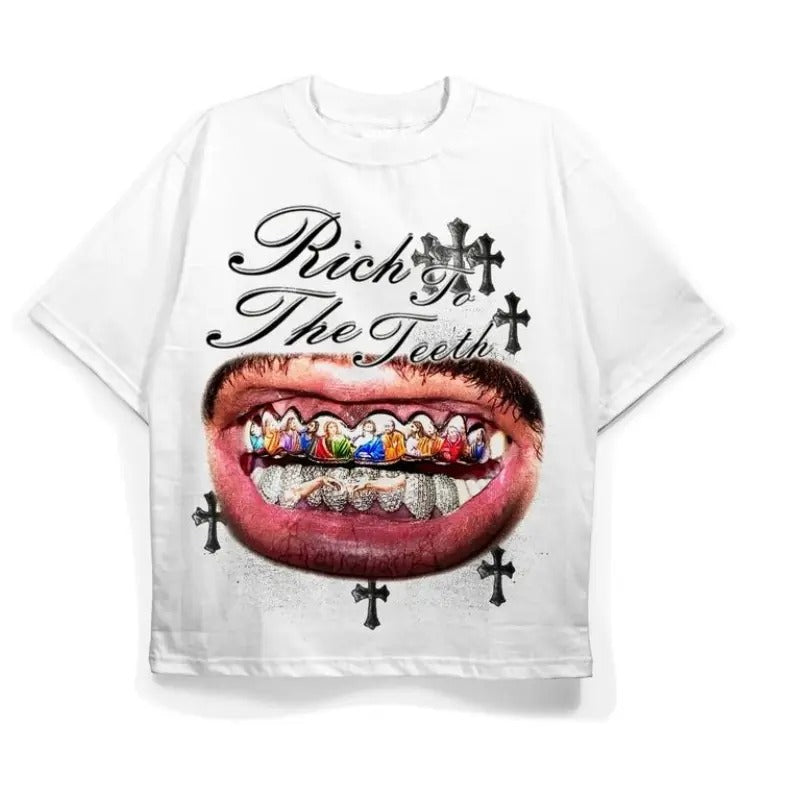 Rich to the Teeth Graphic Tee with Diamond Grill and Religious Art Tshirt, Sweatshirt, Hoodie Size S- 3XL,Gift For Women...