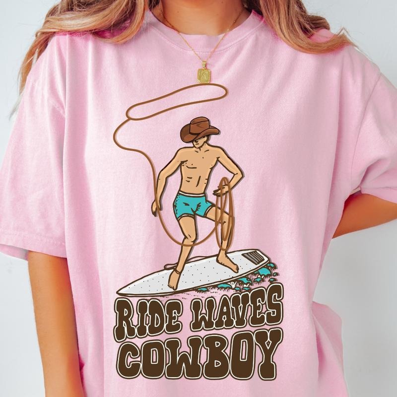 Ride Waves Cowboys T-Shirt, Country Western Shirt, Retro Vintage Cowgirl tee, Cowgirl Shirt, Cowgirl Western Electric...