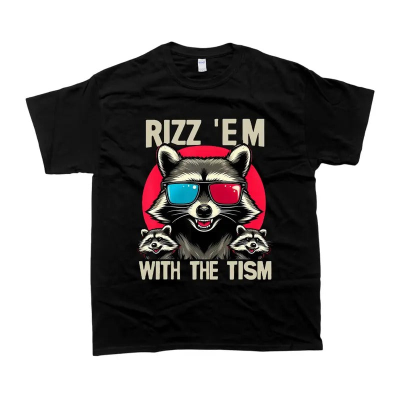Rizz Em with the Tism Retro Vintage Style Raccoon Meme Tshirt Hoodie, Sweatshirt | UrbanDripWear.com