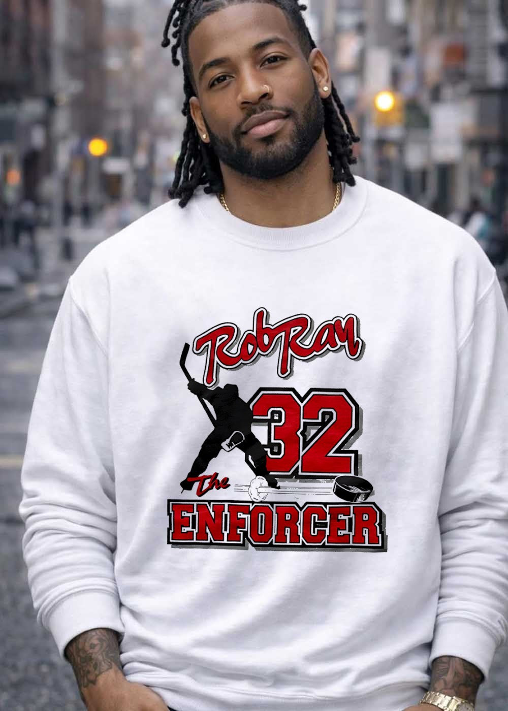 Rob Ray The Enforcer 32 Hockey Player Silhouette Buffalo Sabres T-Shirt